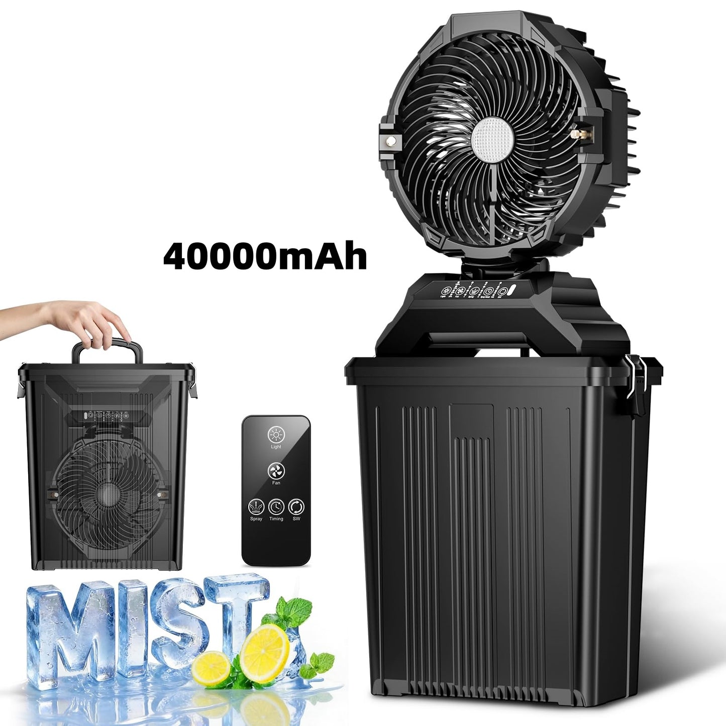 Summer Essential: Outdoor Portable Mist Cooling Fan | Multi-Speed Mist & LED Light for Camping & Patio