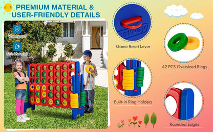 Jumbo 4-to-Score Giant 4 in A Row Game Set, Indoor Outdoor Connect Game for Kids Adults, Family Holiday Party Game