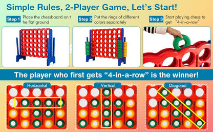 Jumbo 4-to-Score Giant 4 in A Row Game Set, Indoor Outdoor Connect Game for Kids Adults, Family Holiday Party Game