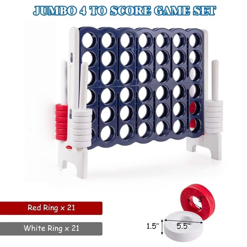 Jumbo 4-to-Score Giant 4 in A Row Game Set, Indoor Outdoor Connect Game for Kids Adults, Family Holiday Party Game