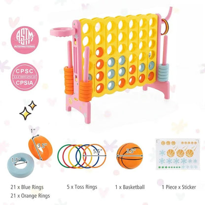 Jumbo 4-to-Score Giant 4 in A Row Game Set, Indoor Outdoor Connect Game for Kids Adults, Family Holiday Party Game