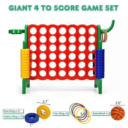 Jumbo 4-to-Score Giant 4 in A Row Game Set, Indoor Outdoor Connect Game for Kids Adults, Family Holiday Party Game