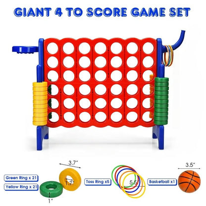 Jumbo 4-to-Score Giant 4 in A Row Game Set, Indoor Outdoor Connect Game for Kids Adults, Family Holiday Party Game