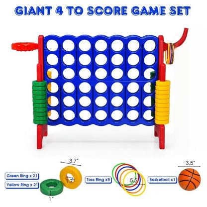 Jumbo 4-to-Score Giant 4 in A Row Game Set, Indoor Outdoor Connect Game for Kids Adults, Family Holiday Party Game