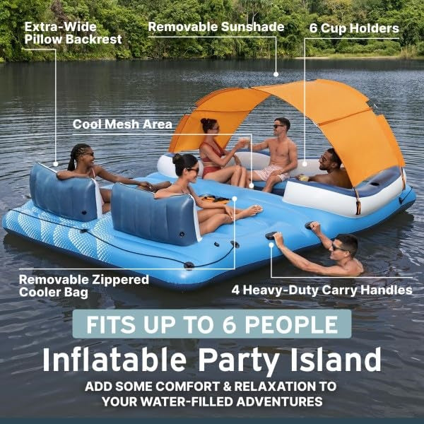 Multi-Person Water Lounge for Summer Party | Pool & Lake Float Lounger