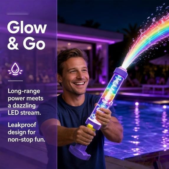 Glowing Rainbow LED Water Blaster | Fireworks Water Spray Gun with Lights, Creativity Squirt Water Blaster Guns,Firework Spray Water Soaker