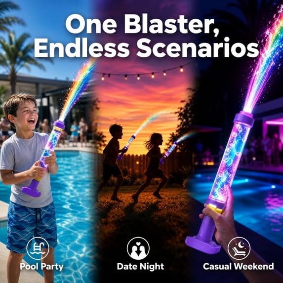 Glowing Rainbow LED Water Blaster | Fireworks Water Spray Gun with Lights, Creativity Squirt Water Blaster Guns,Firework Spray Water Soaker
