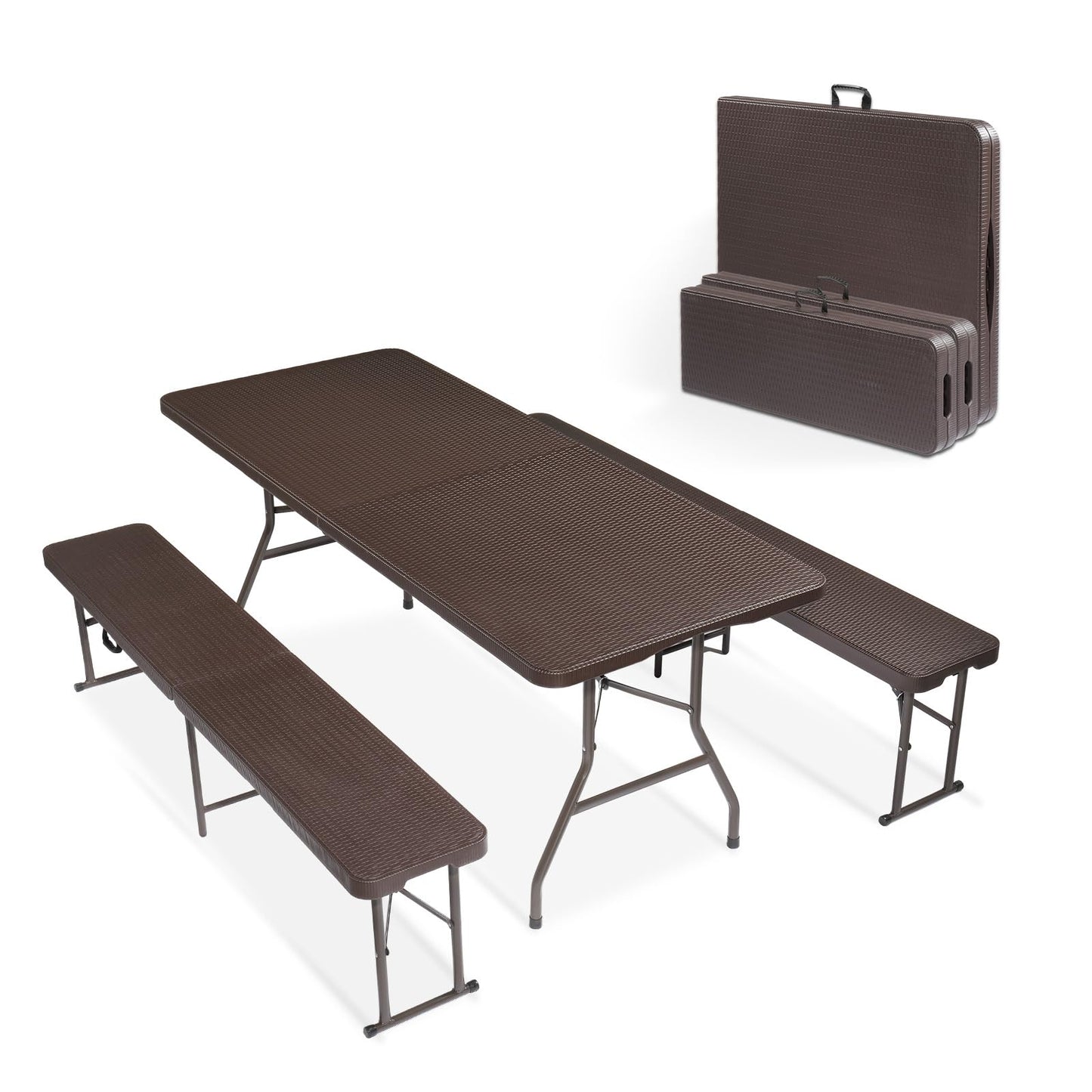 Last Day Only! 50% Off 6FT 3-Piece Folding Picnic Table Set for Home Garden & Backyard Use