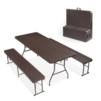 Last Day Only! 50% Off 6FT 3-Piece Folding Picnic Table Set for Home Garden & Backyard Use