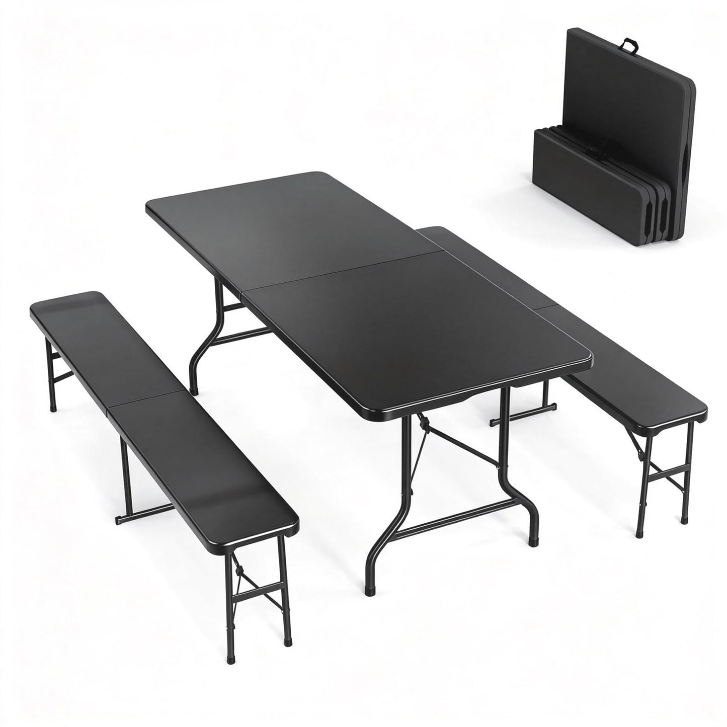 Last Day Only! 50% Off 6FT 3-Piece Folding Picnic Table Set for Home Garden & Backyard Use