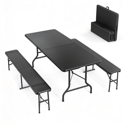 Last Day Only! 50% Off 6FT 3-Piece Folding Picnic Table Set for Home Garden & Backyard Use