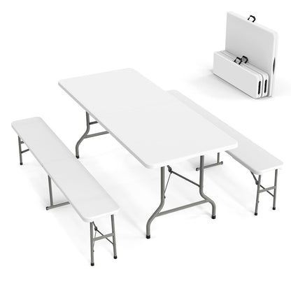 Last Day Only! 50% Off 6FT 3-Piece Folding Picnic Table Set for Home Garden & Backyard Use